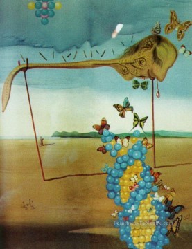 Paisaje de mariposas El gran masturbador en un paisaje surrealista con ADN Salvador Dalí Pinturas al óleo